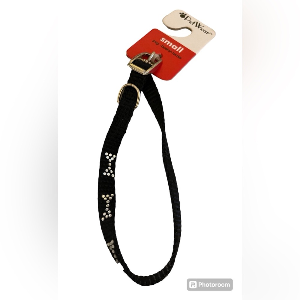 PetWear Black with silver sequenced beads bows collar . Small. NWT🐶🐶